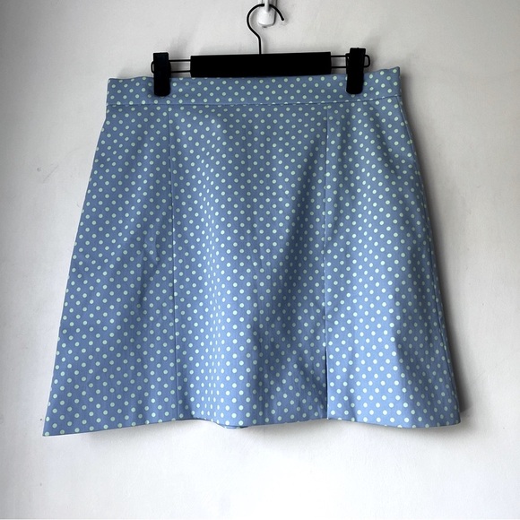 Zara Light Blue with Mint Green Polka Dots Mini Skirt L NWT - Picture 1 of 4